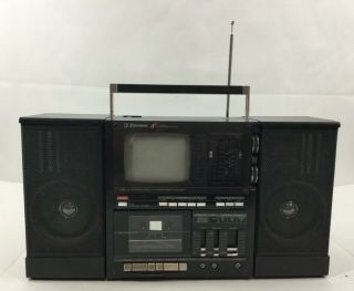 Vintage Emerson Portable TV AM/FM Radio Cassette XLC556A TV 5” Repair 2