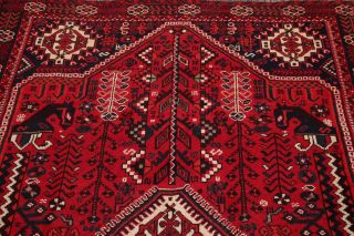 Vintage Geometric Tribal Dynasty Persepolis Abadeh Area Rug Hand - Knotted RED 6x8 11