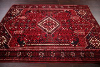 Vintage Geometric Tribal Dynasty Persepolis Abadeh Area Rug Hand - Knotted Red 6x8