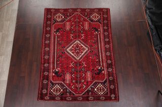 Vintage Geometric Tribal Dynasty Persepolis Abadeh Area Rug Hand - Knotted RED 6x8 3