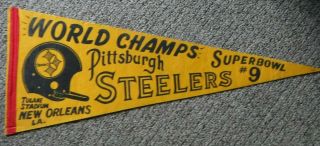 Pittsburgh Steelers Bowl Ix 9 World Champions Pennant Steelers Vintage