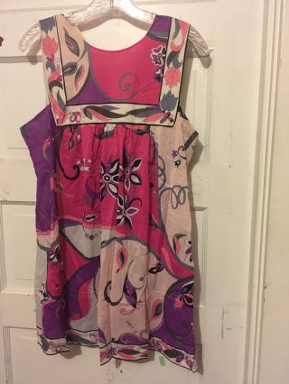 Vintage 1960s Emilio Pucci Psychedelic Floral Print Sleeveless Nightgown/tunic