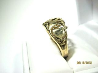EXTREMELY RARE SOLID 14K GOLD SECRET COMPARTMENT ARTCARVED MASONIC RING 3