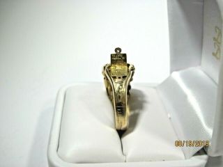 EXTREMELY RARE SOLID 14K GOLD SECRET COMPARTMENT ARTCARVED MASONIC RING 5