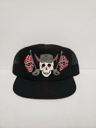 Vintage Confederate Rebel Snapback Trucker Hat Mesh Made In Usa