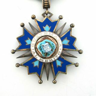 Vintage Guatemala Order of The Quetzal Silver Enamel Cross Medal w/ Box & Doc 3