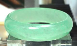 Antique Chinese Translucent Icy Blue Green Jade Stone Bangle Bracelet 60mm Rare