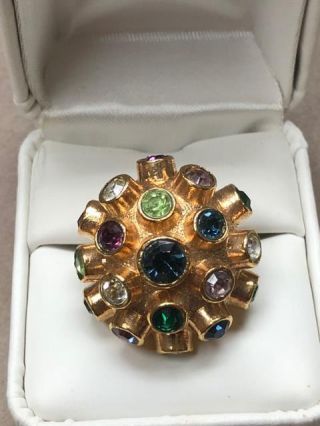 Vintage H.  Stern Style Faux Gemstones Ring Size 8