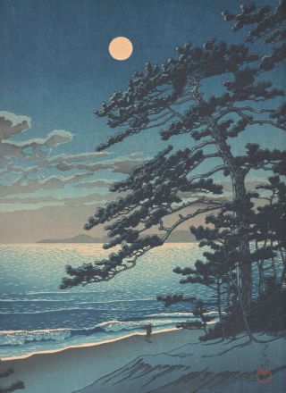 1932 Vtg Hasui Kawase Japanese Hand - Printed Woodblock Print Spring Moon