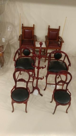 bespaq dollhouse furniture,  Game Room Bar and Billard set Side Table and Chairs 2