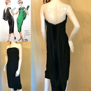 Vintage 1950’s Herbert Sondheim Little Black Cocktail Dress With Back Train S