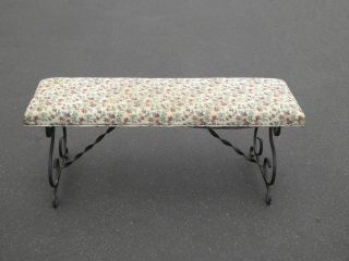 Vintage Spanish Style Metal Wrought Iron Floral Design Bench 4