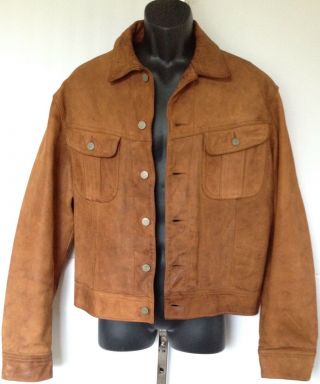 Vtg Double Rrl Ralph Lauren Leather Men’s Moto Western Distressed Tan Jacket L