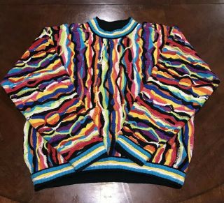 Vintage Coogi Australia Size Large Sweater Biggie Smalls 80s 90s Multi Color Vtg
