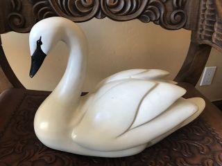 Tom Taber Signed White Swan Wood Carved Duck Decoy