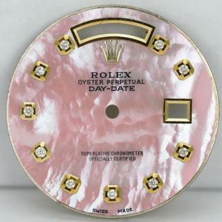 Rolex Refinished Pink Mop Dial W/ Round Diamond Markers Day - Date 1803