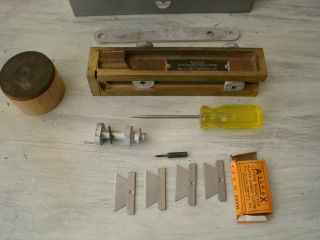 Vintage Allpax Brass Adjustable Extension Gasket Cutter Metal Case Euc