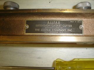 Vintage Allpax Brass Adjustable Extension Gasket Cutter Metal Case EUC 3