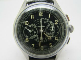 Vintage Lemania Pre WWII Pilots Chronograph Military Dial Men Watch 10