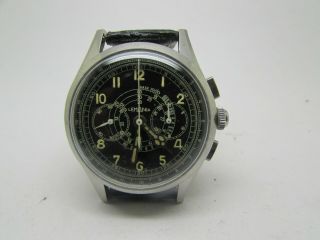Vintage Lemania Pre WWII Pilots Chronograph Military Dial Men Watch 12