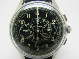 Vintage Lemania Pre Wwii Pilots Chronograph Military Dial Men Watch