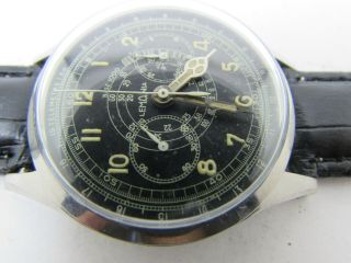 Vintage Lemania Pre WWII Pilots Chronograph Military Dial Men Watch 2