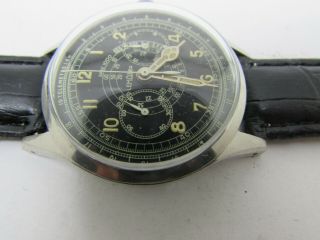 Vintage Lemania Pre WWII Pilots Chronograph Military Dial Men Watch 3