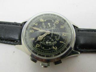 Vintage Lemania Pre WWII Pilots Chronograph Military Dial Men Watch 7