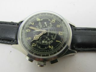 Vintage Lemania Pre WWII Pilots Chronograph Military Dial Men Watch 8