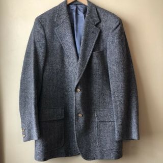 Vintage Brooks Brothers Gray Herringbone Tweed Wool Blazer 41 Long Usa Made