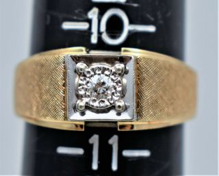 Antique Vtg Gothic 10k Gold.  11ct Diamond Solitaire Ring 6.  4gram Sz10.  5 No Scrap