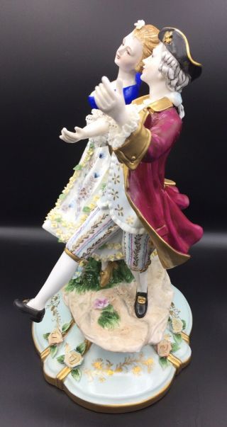 Vintage DRESDEN ART Porcelain Figurine Dancing Couple LARGE 3