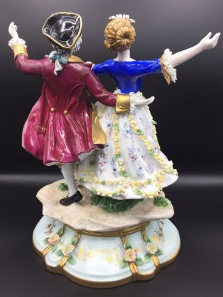 Vintage DRESDEN ART Porcelain Figurine Dancing Couple LARGE 4