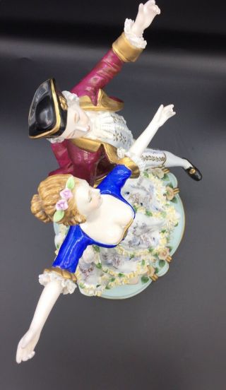Vintage DRESDEN ART Porcelain Figurine Dancing Couple LARGE 6