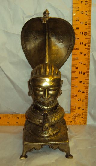 Antique Indian Ritual Brass Head Of God Shiva Rare Collectible Mukhalingam 4