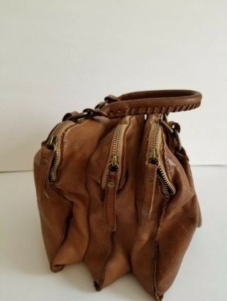 NWT Costanza Rota Vintage Distressed Brown Leather Women ' s Satchel/ Shoulder Bag 4
