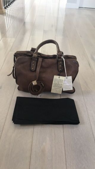 NWT Costanza Rota Vintage Distressed Brown Leather Women ' s Satchel/ Shoulder Bag 7