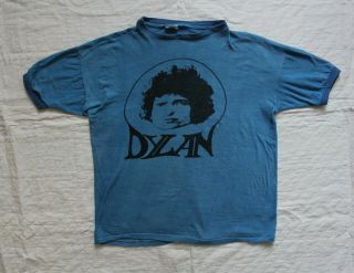 Vintage 1960s 1970s Blue Bob Dylan T - Shirt