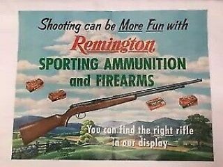 Vtg Remington Firearms & Ammunition Advertising Display Poster By Dupont