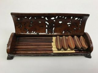 10 - Pc Vintage Chopsticks Set W/ Wooden Box Case,  Asia / China / Japan