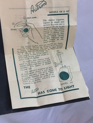 Vintage & Unusual Plastic AUTRON Pocket Lighter With Instructions 7