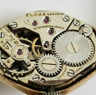 1940s Elrex / Eloga Co.  14K Gold Women ' s Swiss Watch,  17J / Jewels,  Unadjusted 4