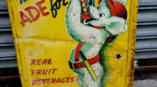 Rare 1940 ' s K’s Fruit Beverages Embossed Tin Sign 6