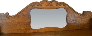 17663 Oak Larkin Bookcase with Mirrored Carved Backsplash 2