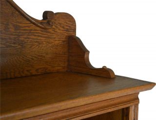 17663 Oak Larkin Bookcase with Mirrored Carved Backsplash 6