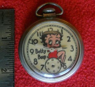 Vintage 1935 Betty Boop Pocket Watch Antique Beauty Requires Repair Rare