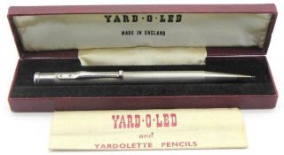 Vintage Solid Silver Yard O Led Propelling Pencil,  London 1955,  Boxed.