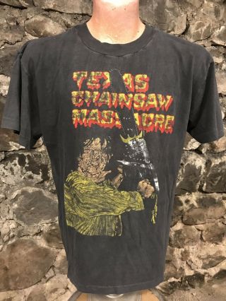 Rare Vintage Texas Chainsaw Massacre Leather Face Horror T Shirt 80s