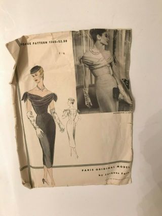 Vintage 1954 Sewing Pattern Couturier Jacques Fath Vogue Paris Model