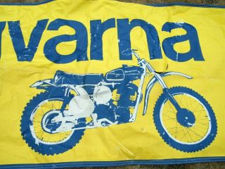 True Vintage 70 ' s HUSQVARNA Motorcycles Motorcross MX Racing Track Banner Huge 3